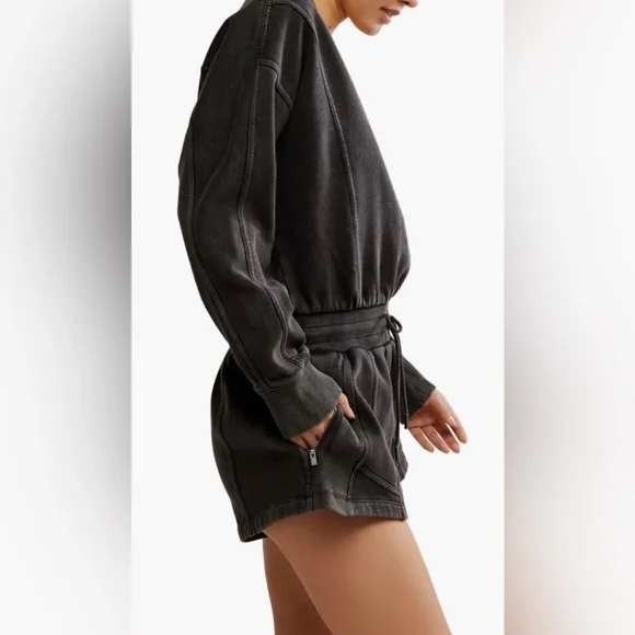 FREE PEOPLE MOVEMENT Intercept Romper Women's Medium Washed Black - Picture 13 of 13